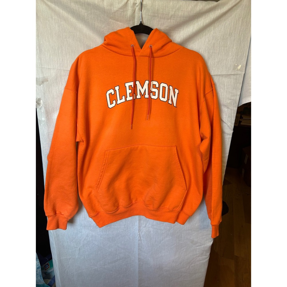 Champion Clemson University Hoodie Mens Large Orange Pullover Sweatshirt Tigers